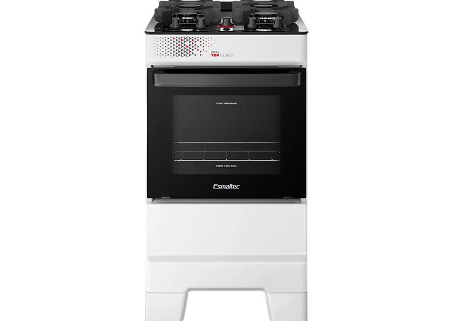 Fogão 4 Bocas Esmaltec Branco Mesa de Vidro Ideal Top Glass T4VAB