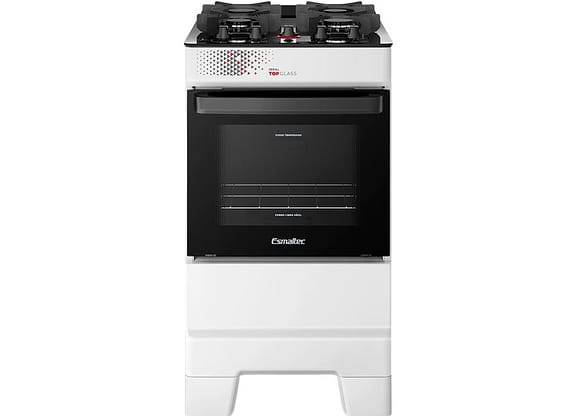 Fogão 4 Bocas Esmaltec Branco Mesa de Vidro Ideal Top Glass T4VAB