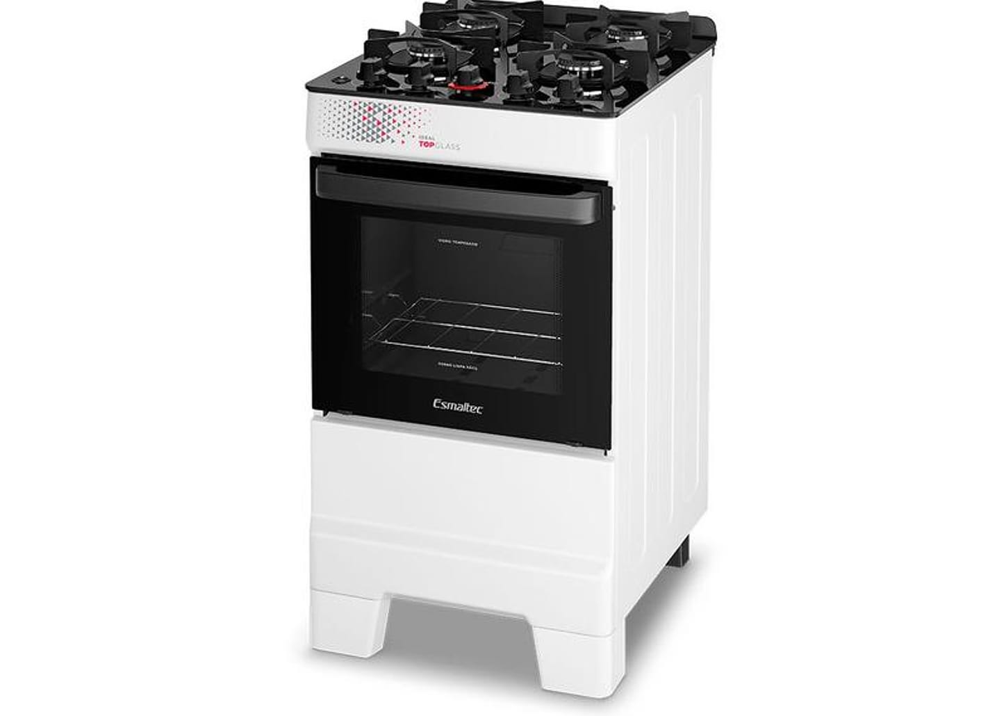 Fogão 4 Bocas Esmaltec Branco Mesa de Vidro Ideal Top Glass T4VAB