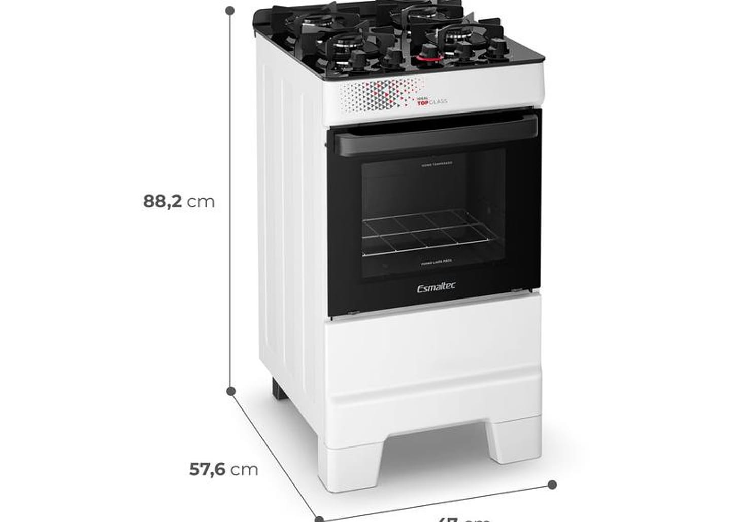 Fogão 4 Bocas Esmaltec Branco Mesa de Vidro Ideal Top Glass T4VAB