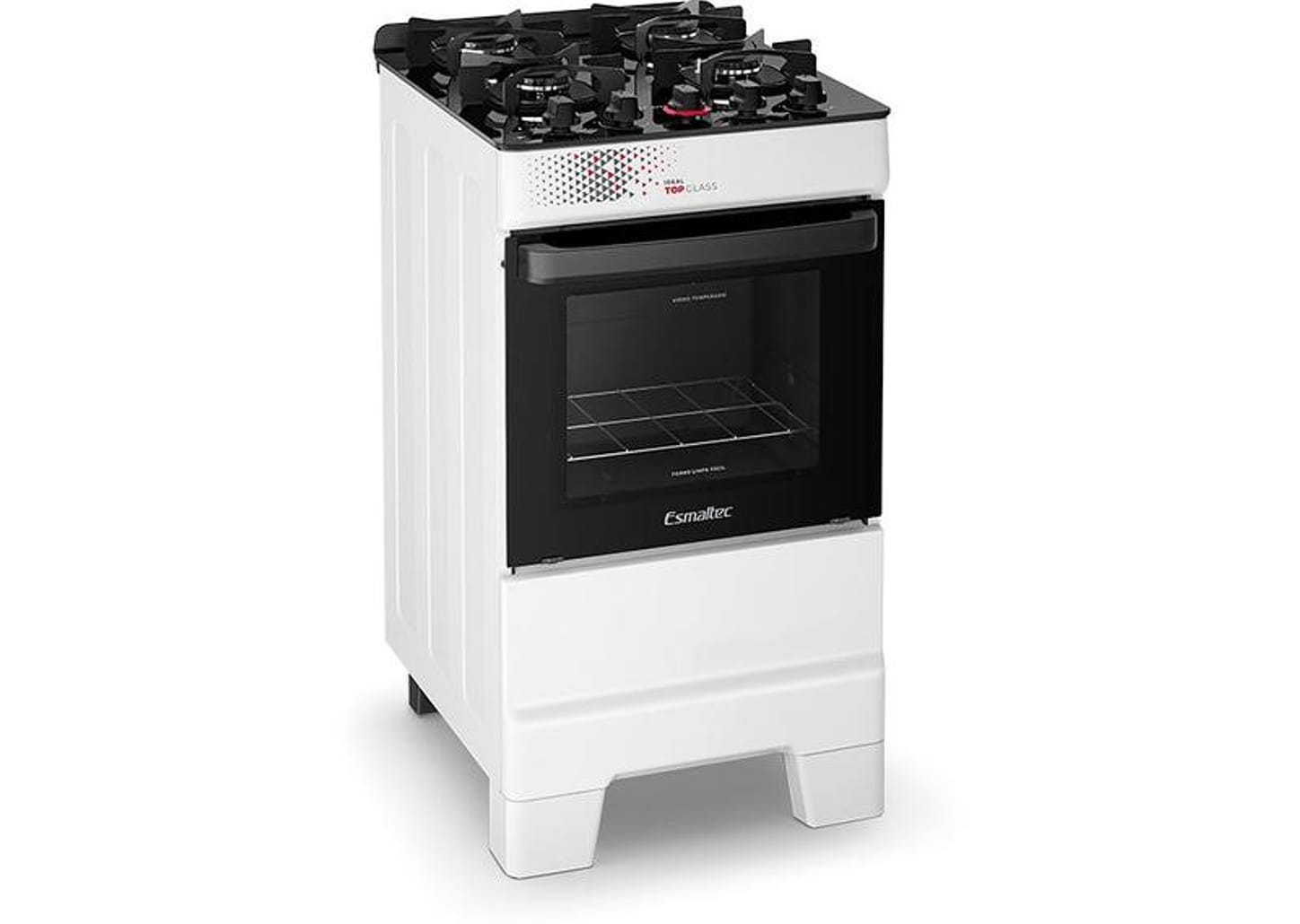 Fogão 4 Bocas Esmaltec Branco Mesa de Vidro Ideal Top Glass T4VAB