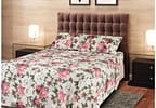 Jogo de Cama Queen de Poliéster Marcelino Têxtil 170 Fios Premier Provençal Branco e Rosa 4 Peças