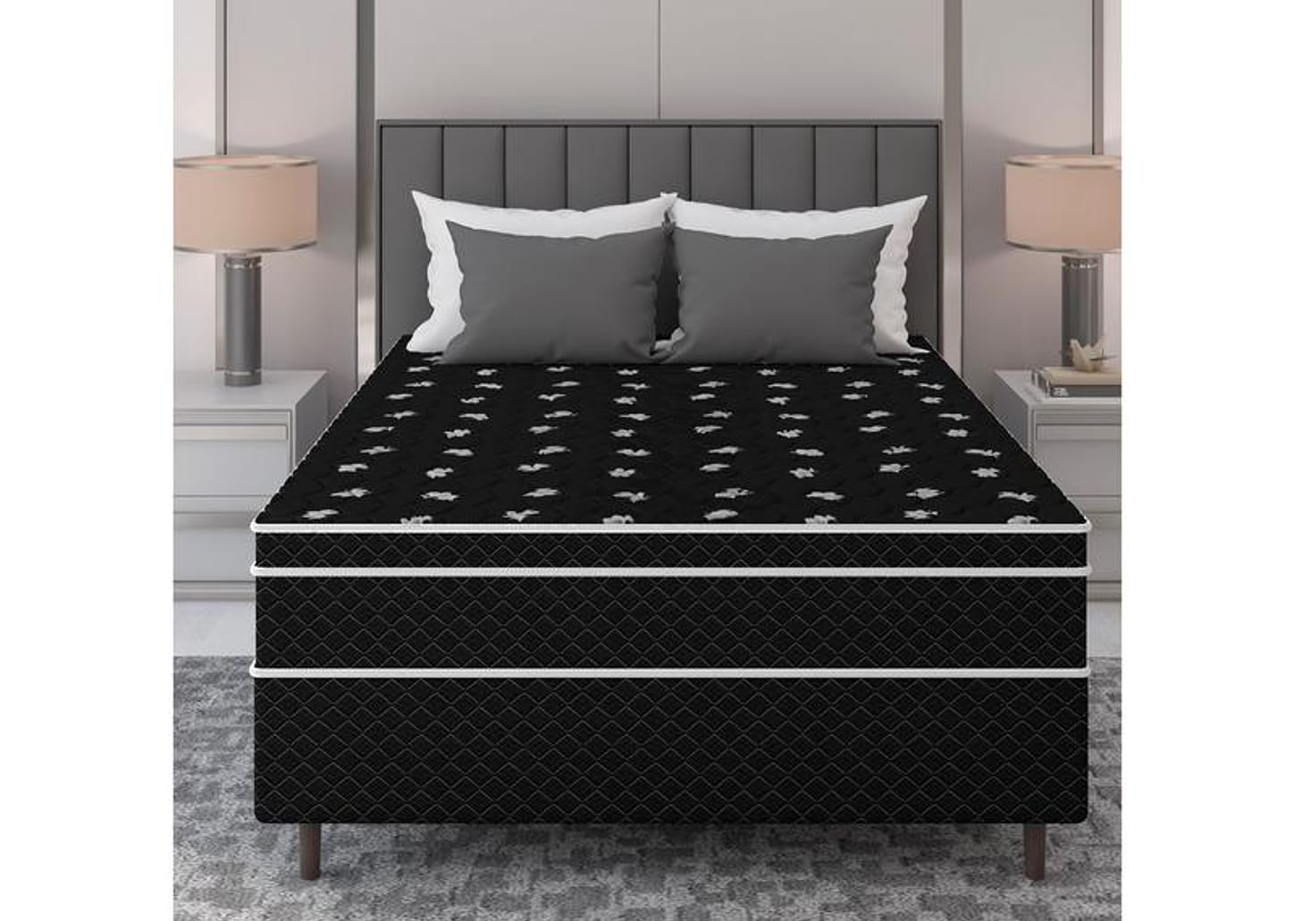 Cama Box Casal Umaflex de Mola Ensacada 138x52x188cm Carol Plus Euro