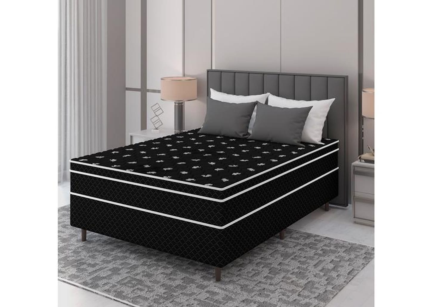 Cama Box Casal Umaflex de Mola Ensacada 138x52x188cm Carol Plus Euro