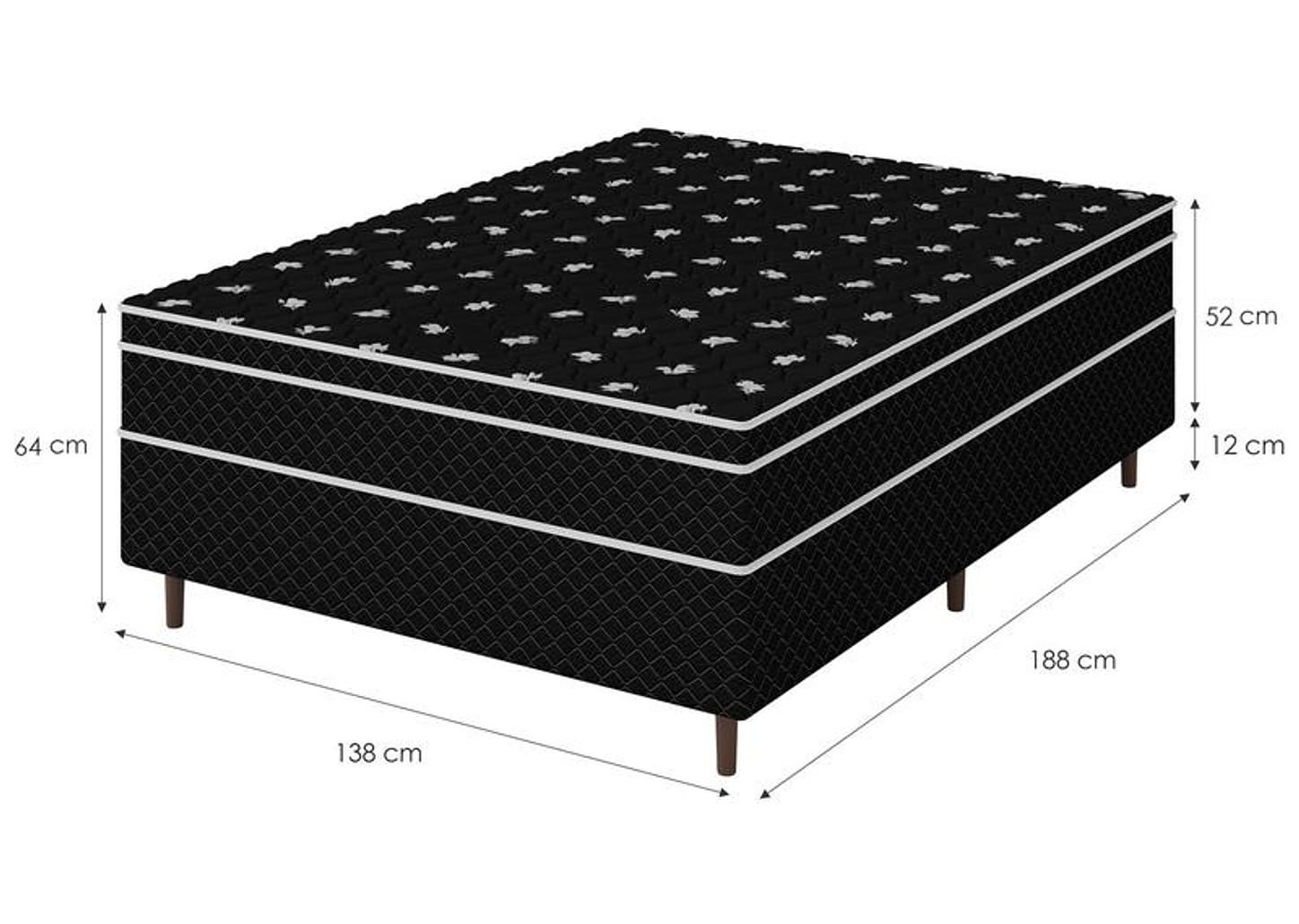Cama Box Casal Umaflex de Mola Ensacada 138x52x188cm Carol Plus Euro