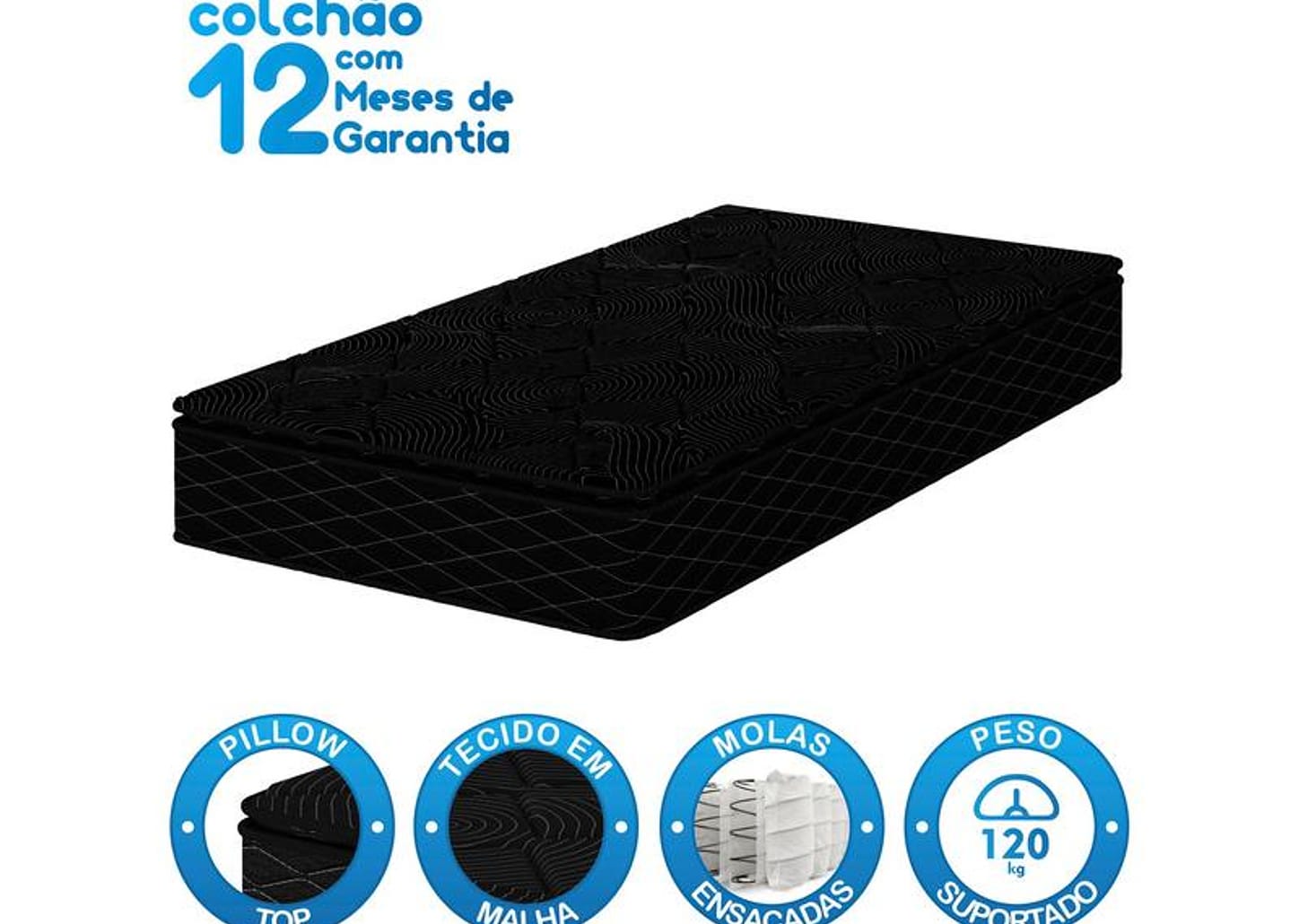 Colchão Solteiro Umaflex de Mola 25x88x188cm Duomo Black