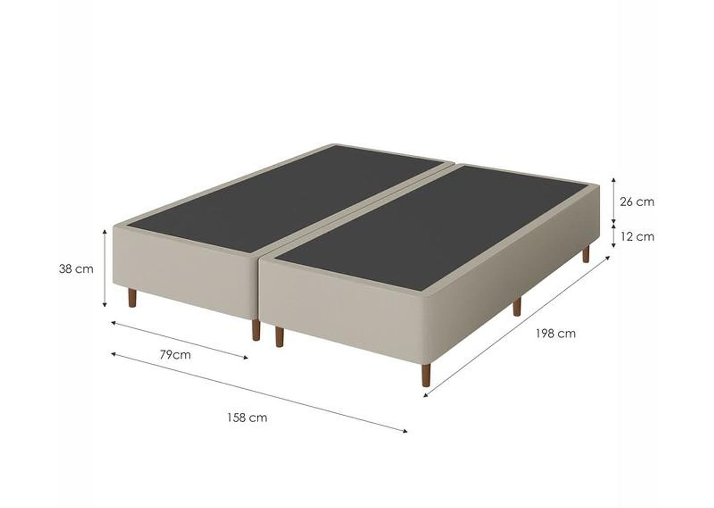 Base Cama Box Queen Umaflex Bipartida 26x158x198cm Sonno Di Firenze