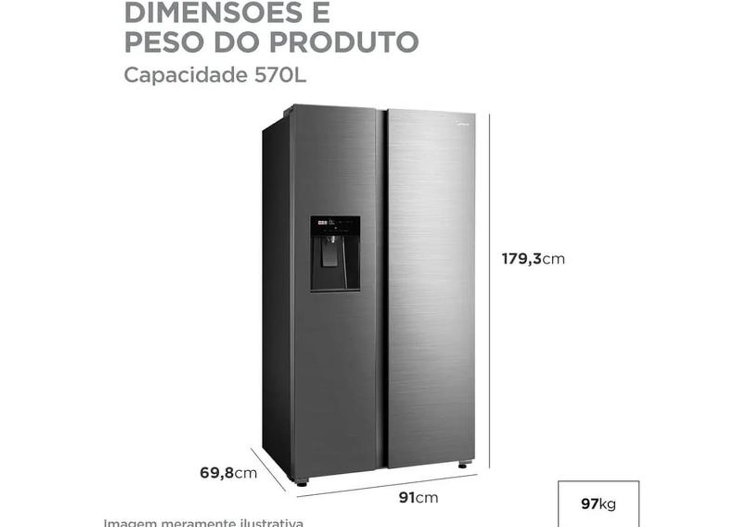 Geladeira/Refrigerador Midea Smart Sensor Frost Free Prata 570L MDRS761MYD461