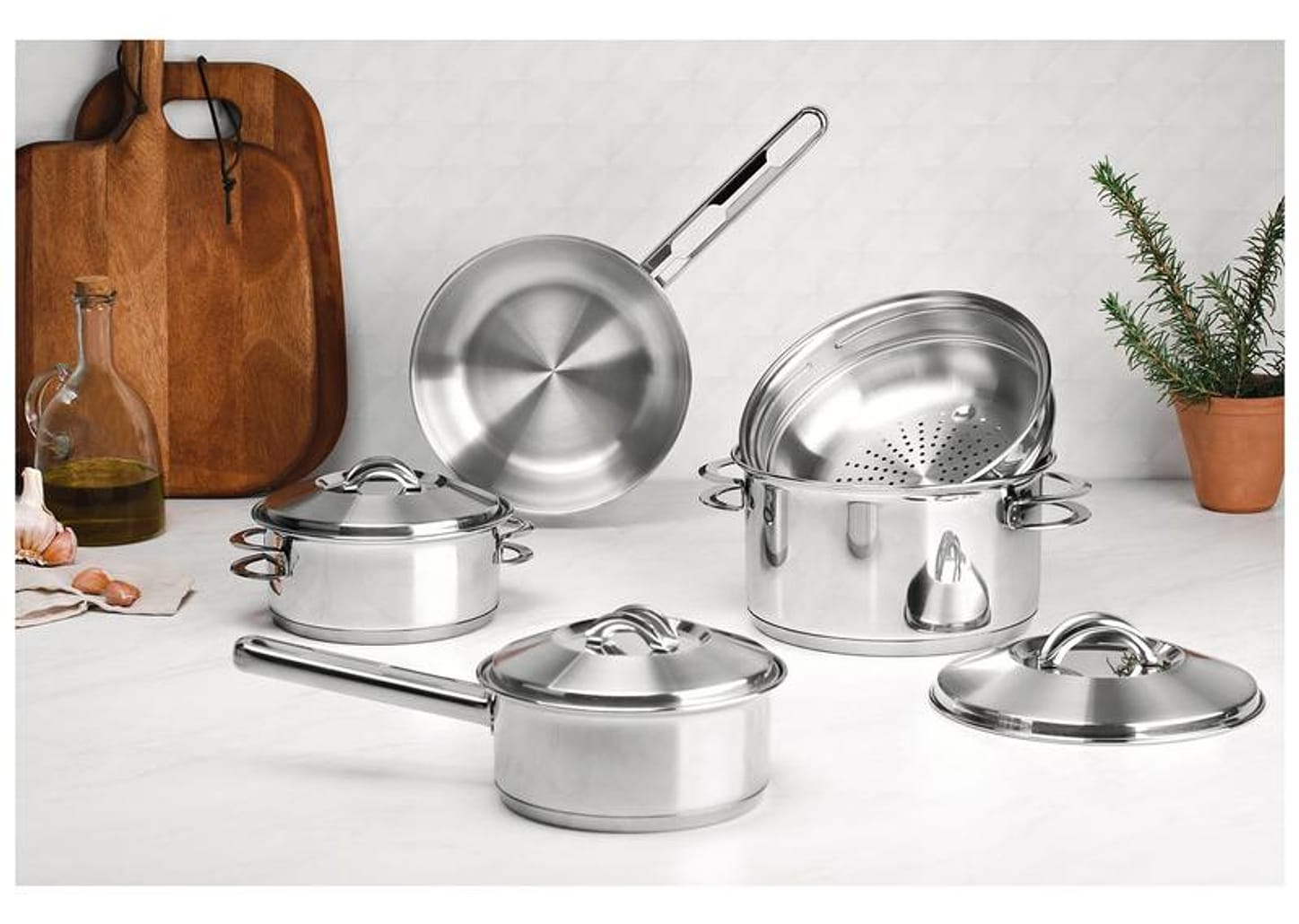 Jogo de Panelas Tramontina Inox Fundo Triplo 5 Peças Solar