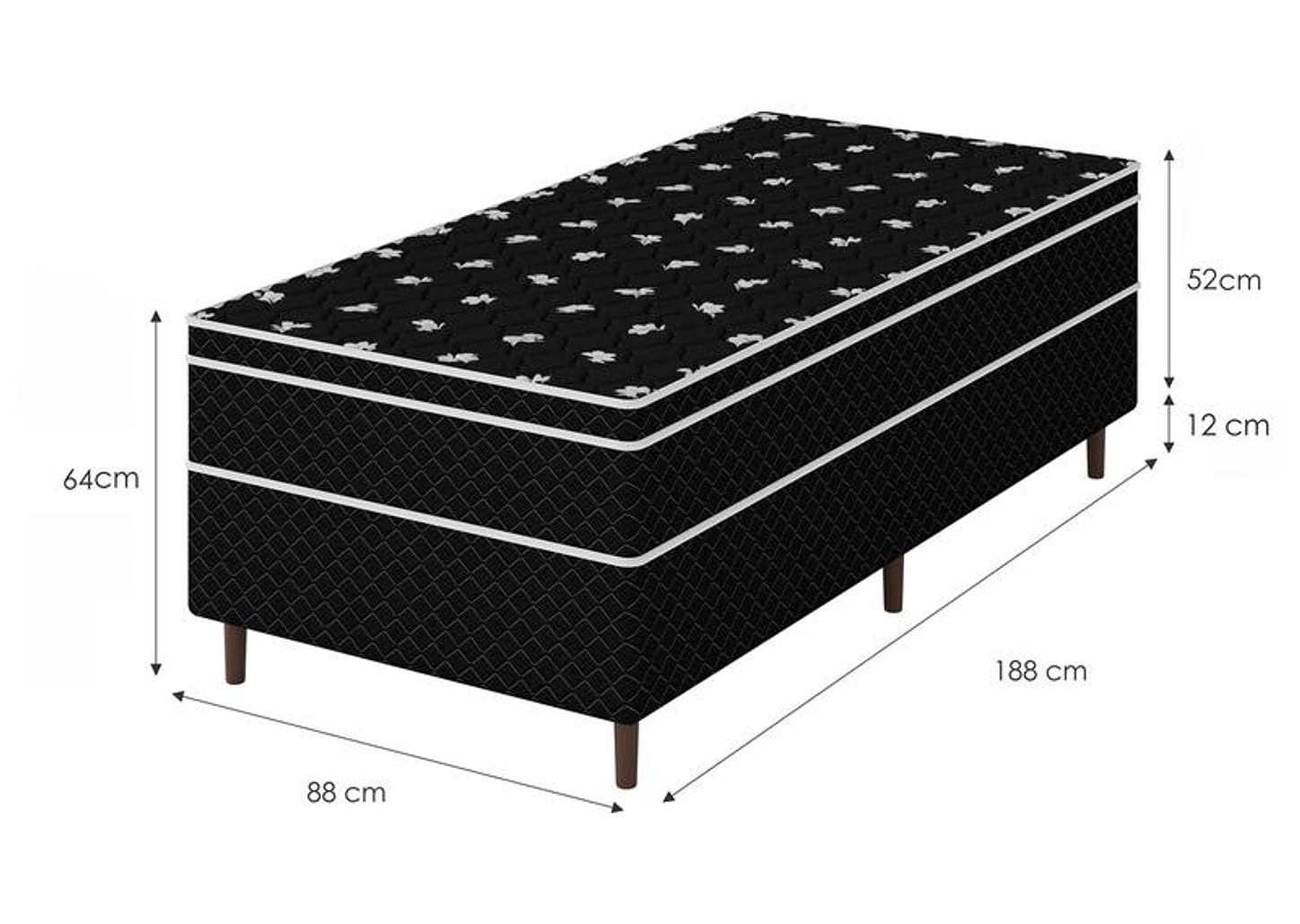 Cama Box Casal Umaflex de Mola Ensacada 88x52x188cm Carol Plus Euro