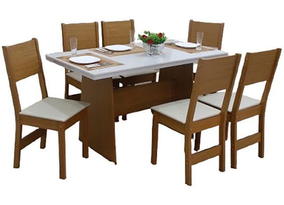 Mesa de Cozinha com 6 Cadeiras Retangular Destak Móveis São Carlos