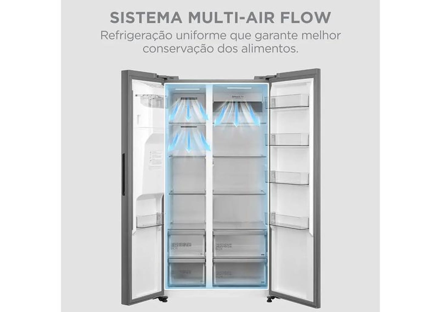 Geladeira/Refrigerador Midea Smart Sensor Frost Free Prata 570L MDRS761MYD462