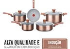 Jogo de Panelas Rochedo Cerâmico de Alumínio Rose Gold Fundo Triplo 5 Peças Ceramic