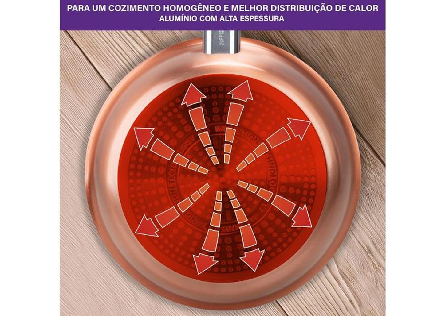 Jogo de Panelas Rochedo Cerâmico de Alumínio Rose Gold Fundo Triplo 5 Peças Ceramic