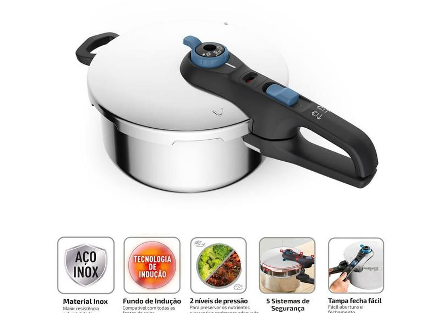 Panela de Pressão Rochedo Inox 4L Fechamento Externo Trendy