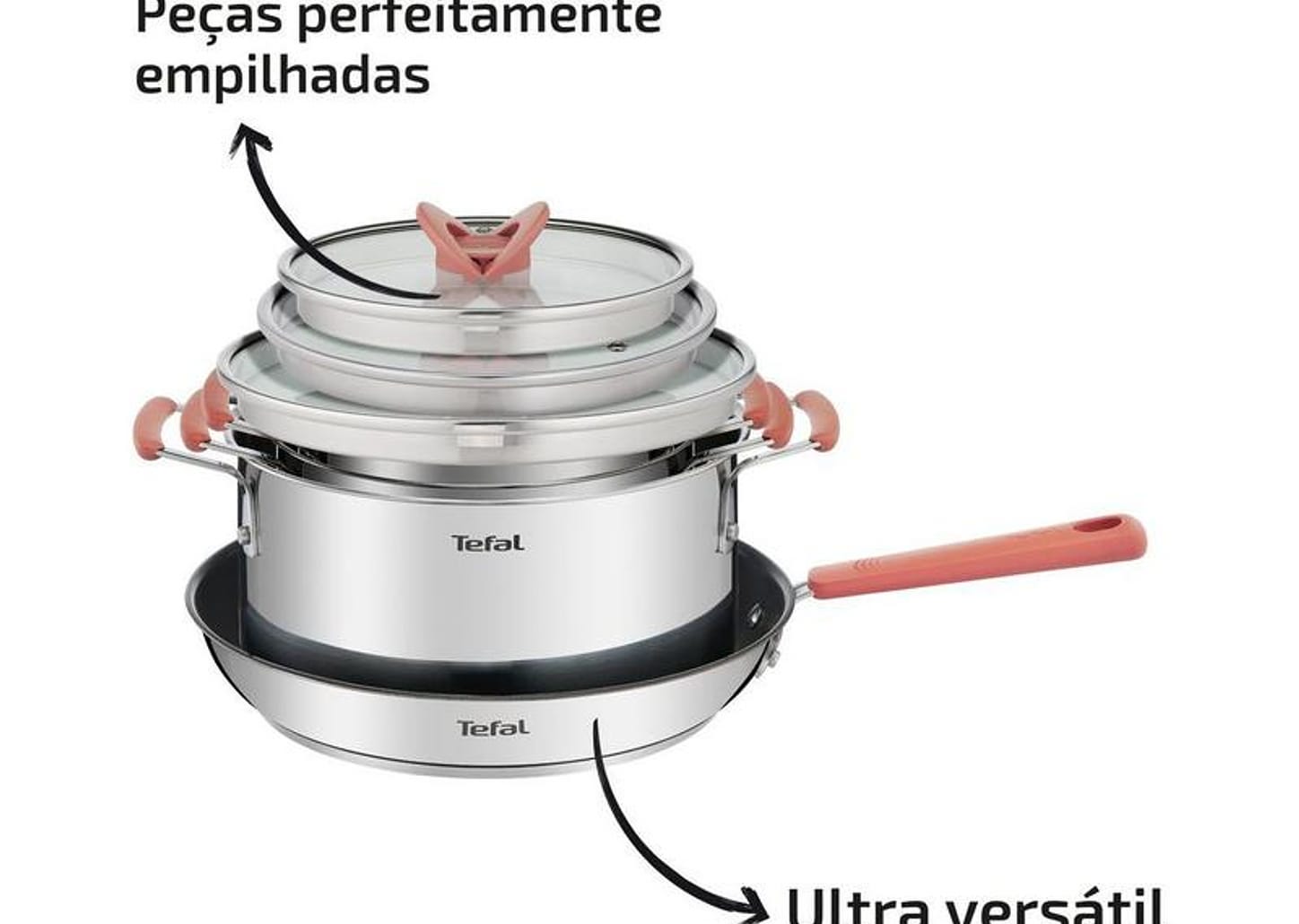 Jogo de Panelas Tefal Inox Fundo Triplo 4 Peças Opti'Space
