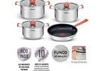 Jogo de Panelas Tefal Inox Fundo Triplo 4 Peças Opti'Space