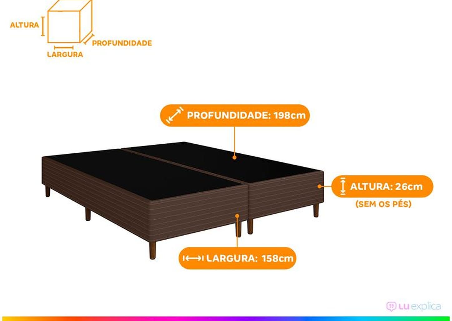 Base Cama Box Queen Bipartido 26x158x198cm Resistence