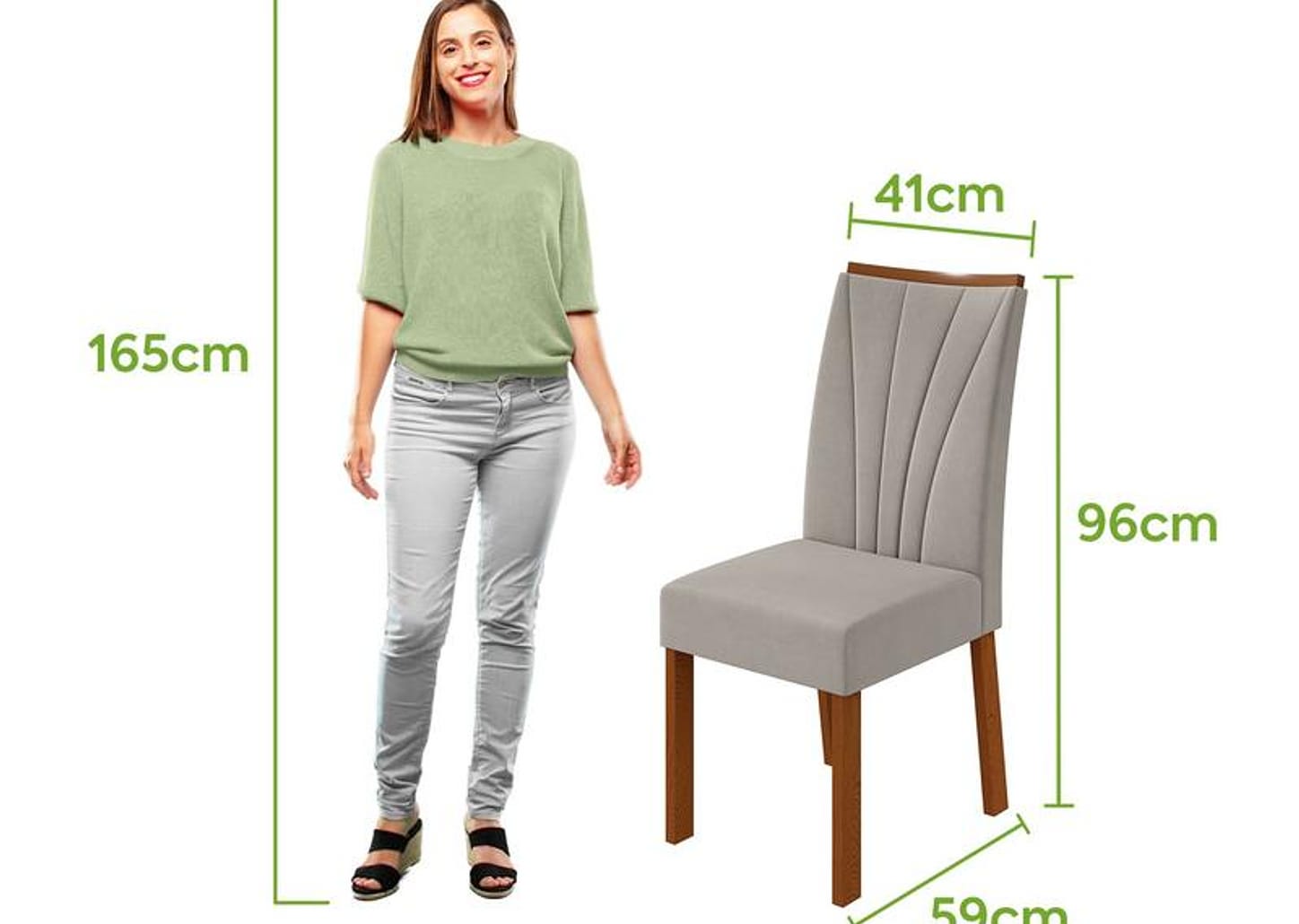 Mesa de Jantar 6 Cadeiras Retangular Frassino e Off White Móveis Lopas Apogeu