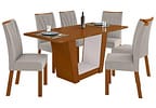 Mesa de Jantar 6 Cadeiras Retangular Frassino e Off White Móveis Lopas Apogeu