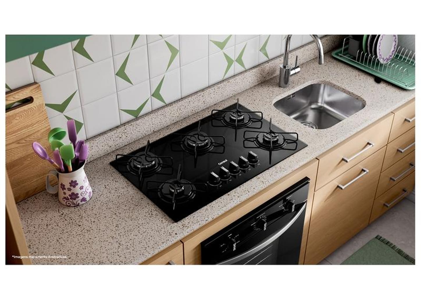 Cooktop 5 Bocas a Gás Consul GLP Preto Superautomático CD060BE