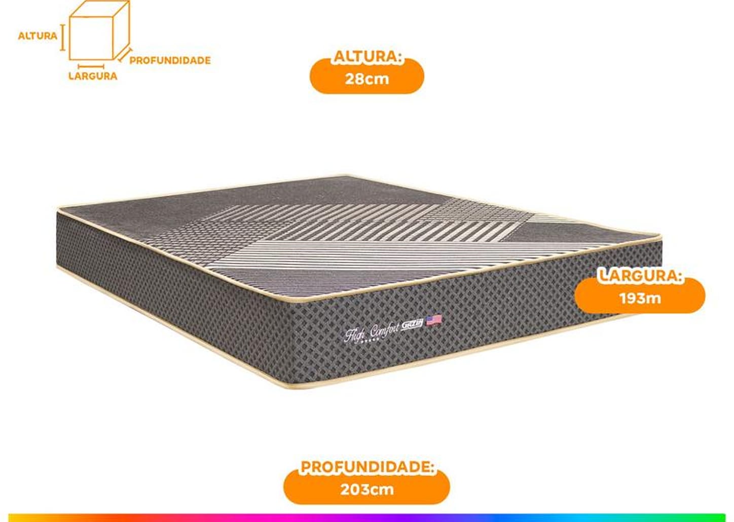 Colchão King Gazin de Espuma D33 28x193x203cm High Comfort