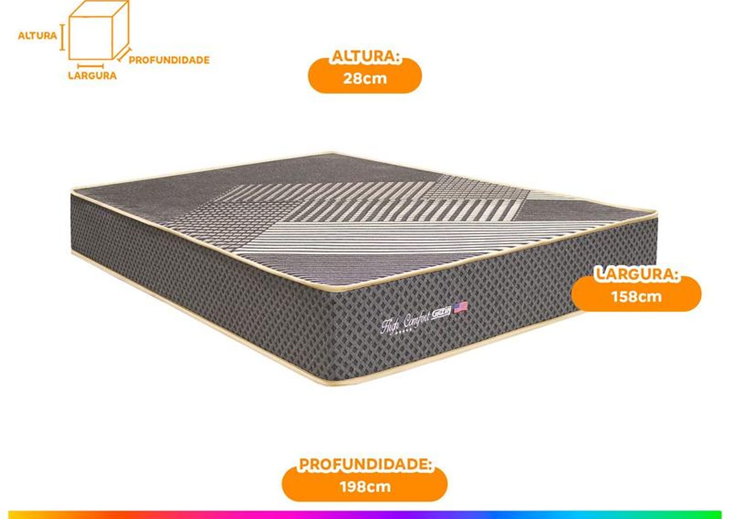 Colchão Queen Gazin de Espuma D33 28x158x198cm High Comfort