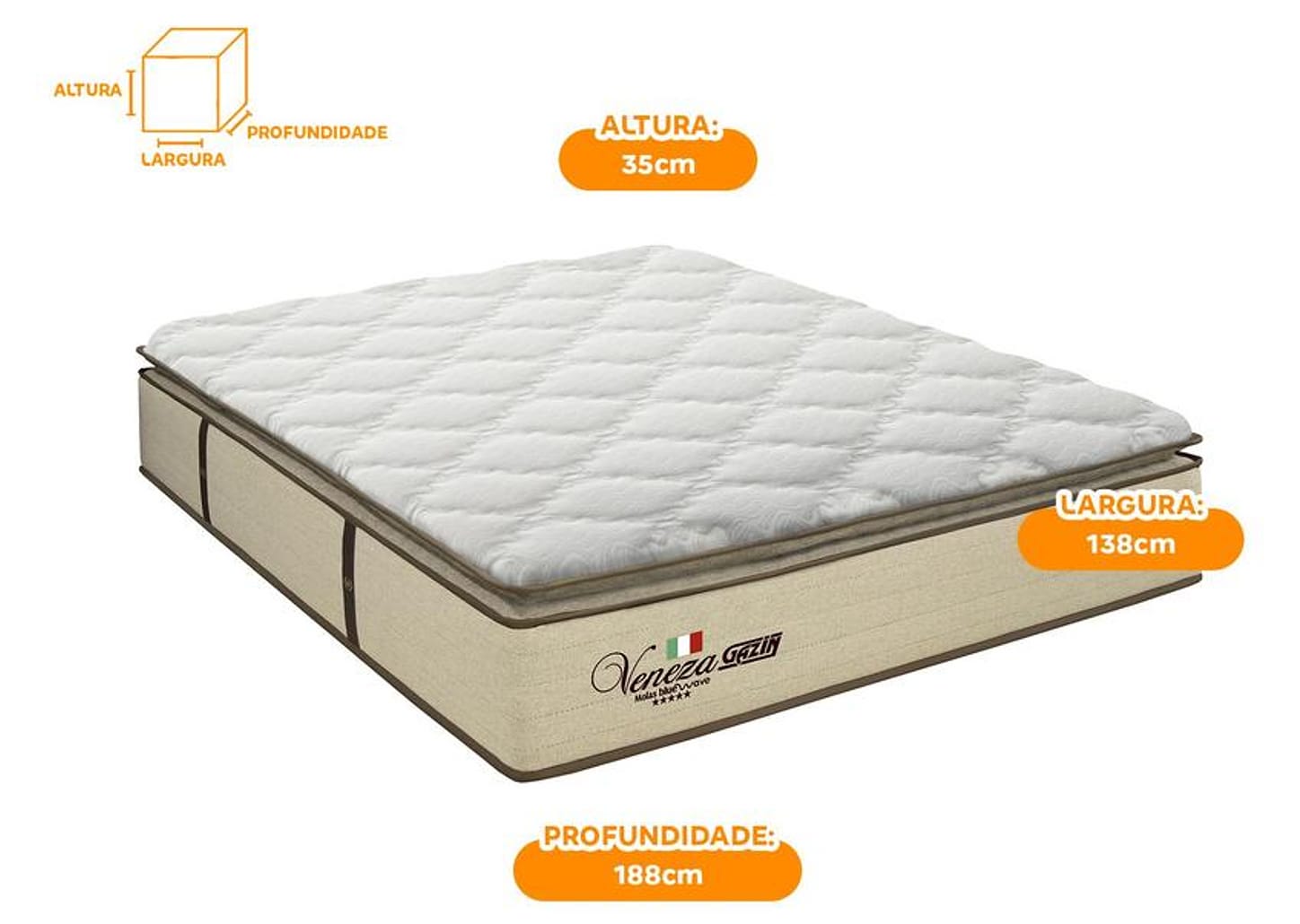 Colchão Casal Gazin de Espuma D28 35x138x188cm Veneza