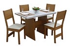 Mesa de Jantar 4 Cadeiras Retangular Cinamomo/Off White Destak Móveis São Carlos