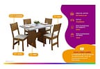 Mesa de Jantar 4 Cadeiras Retangular Cinamomo/Off White Destak Móveis São Carlos