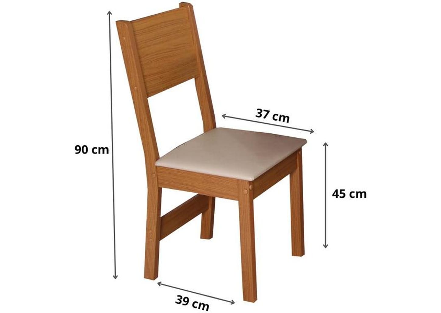 Mesa de Jantar 4 Cadeiras Retangular Cinamomo/Off White Destak Móveis São Carlos