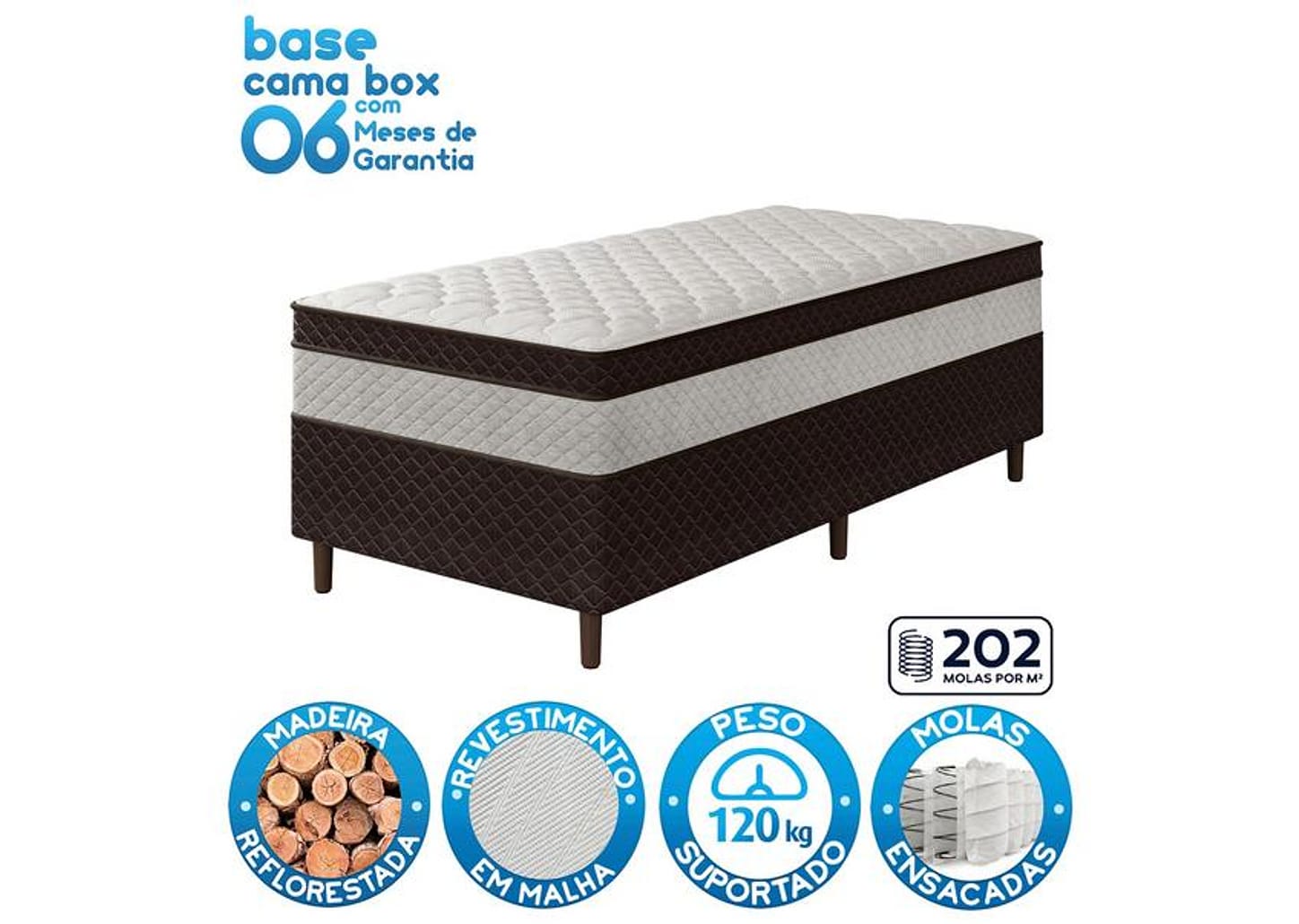Cama Box Solteiro Umaflex 52x88x188cm Manu