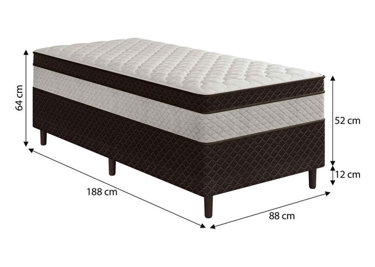 Cama Box Solteiro Umaflex 52x88x188cm Manu