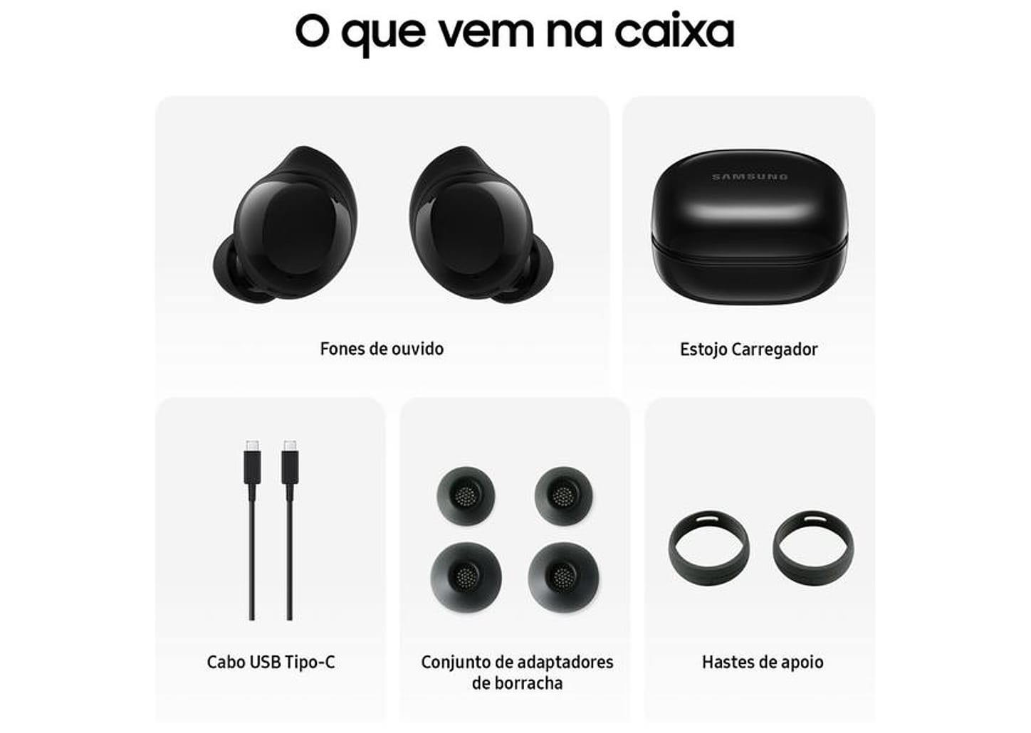 Fone de Ouvido Bluetooth Samsung Buds Core com Microfone Cancelameto de Ruído Esportivo Intra-auricular True Wireless Preto