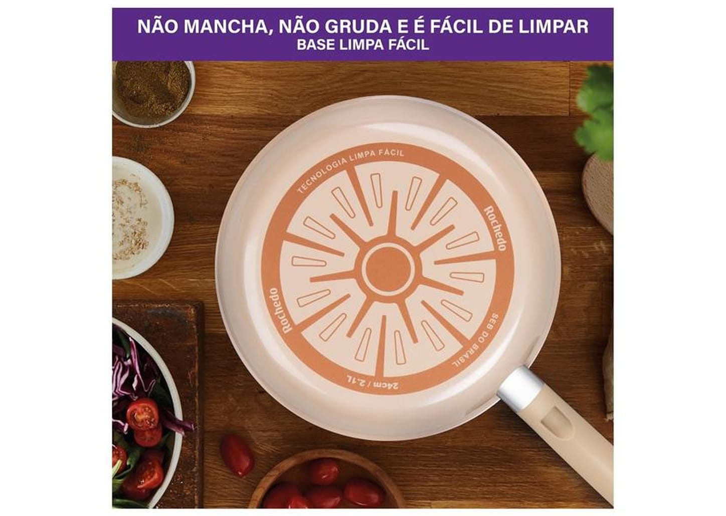 Jogo de Panelas Rochedo de Alumínio Vanilla Fundo Triplo 5 Peças Ceramic Light Sand