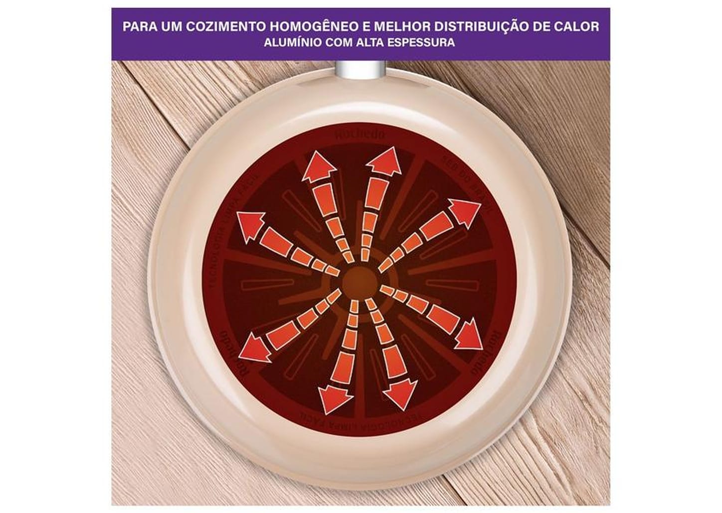 Jogo de Panelas Rochedo de Alumínio Vanilla Fundo Triplo 5 Peças Ceramic Light Sand