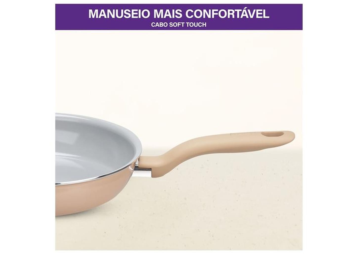 Jogo de Panelas Rochedo de Alumínio Vanilla Fundo Triplo 5 Peças Ceramic Light Sand