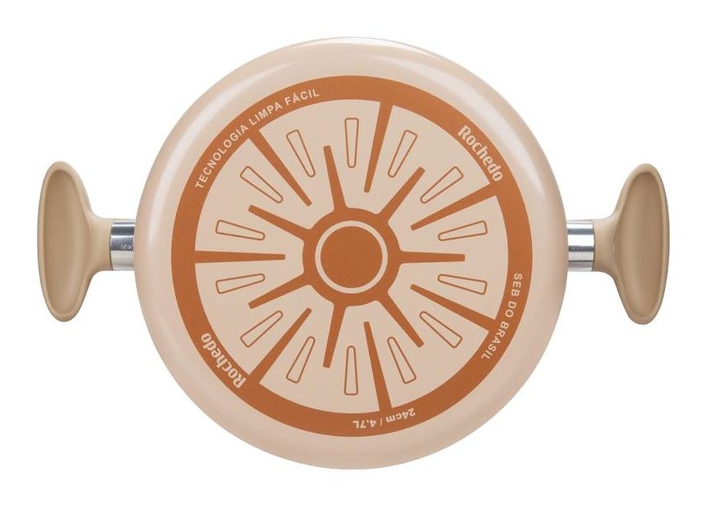 Jogo de Panelas Rochedo de Alumínio Vanilla Fundo Triplo 5 Peças Ceramic Light Sand