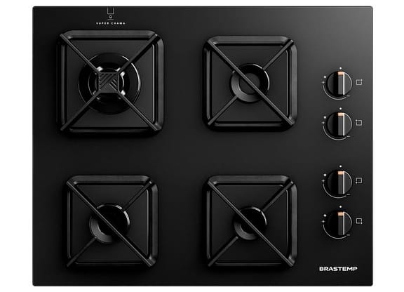 Cooktop 4 Bocas a Gás Brastemp GLP Preto Superautomático BDS62AE