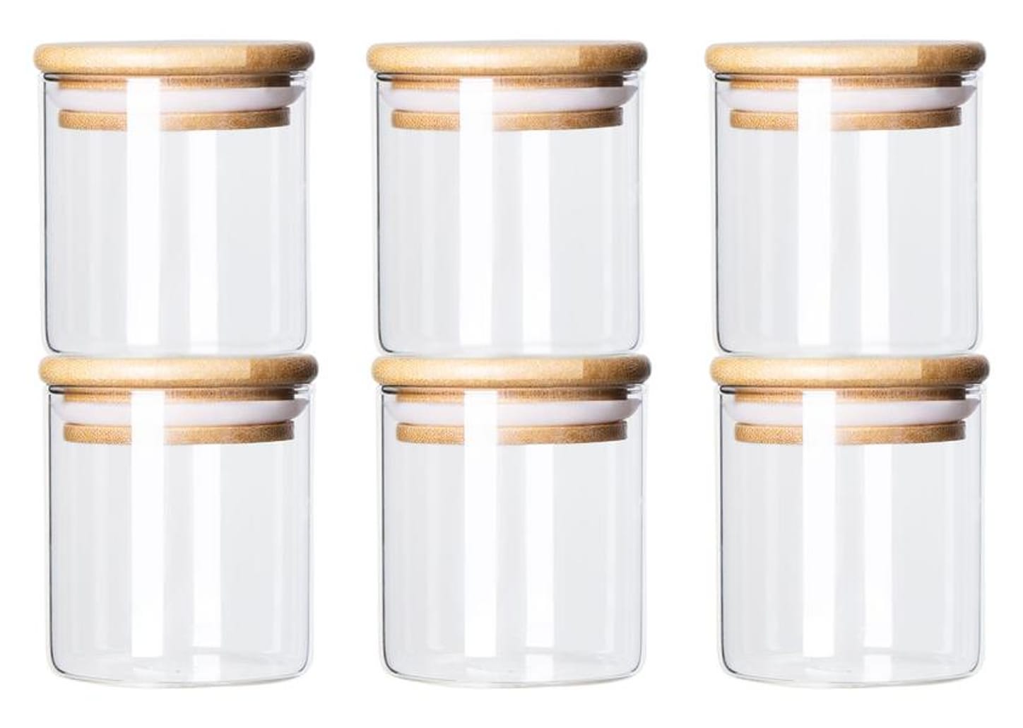 Jogo de Potes de Vidro Brinox Redondo 180ml Ekko Lock & Stock 6 Peças