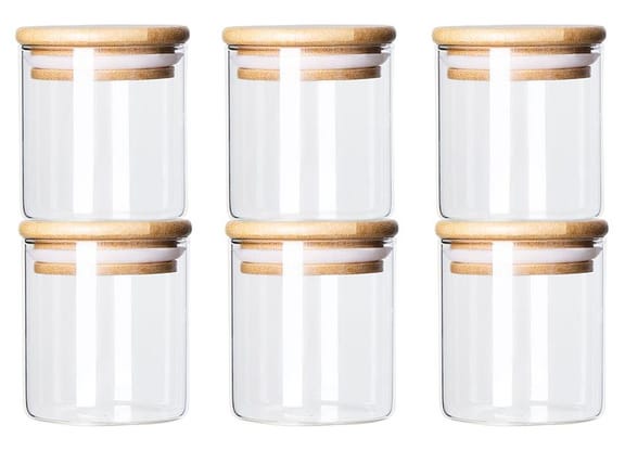 Jogo de Potes de Vidro Brinox Redondo 180ml Ekko Lock & Stock 6 Peças