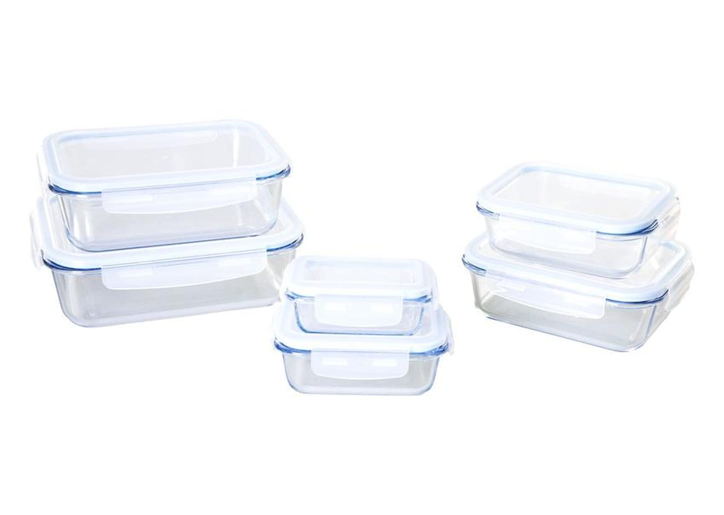 Jogo de Potes de Vidro Brinox com Tampa Retangular Lock & Stock 6 Peças