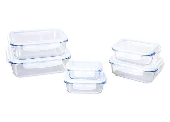 Jogo de Potes de Vidro Brinox com Tampa Retangular Lock & Stock 6 Peças