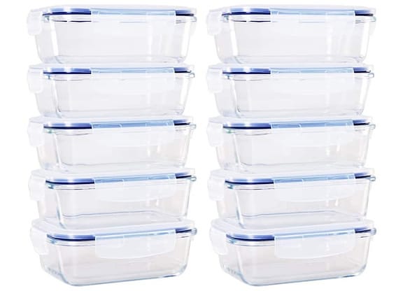 Jogo de Potes de Vidro Brinox com Tampa Retangular Lock & Stock 640ml 10 Peças