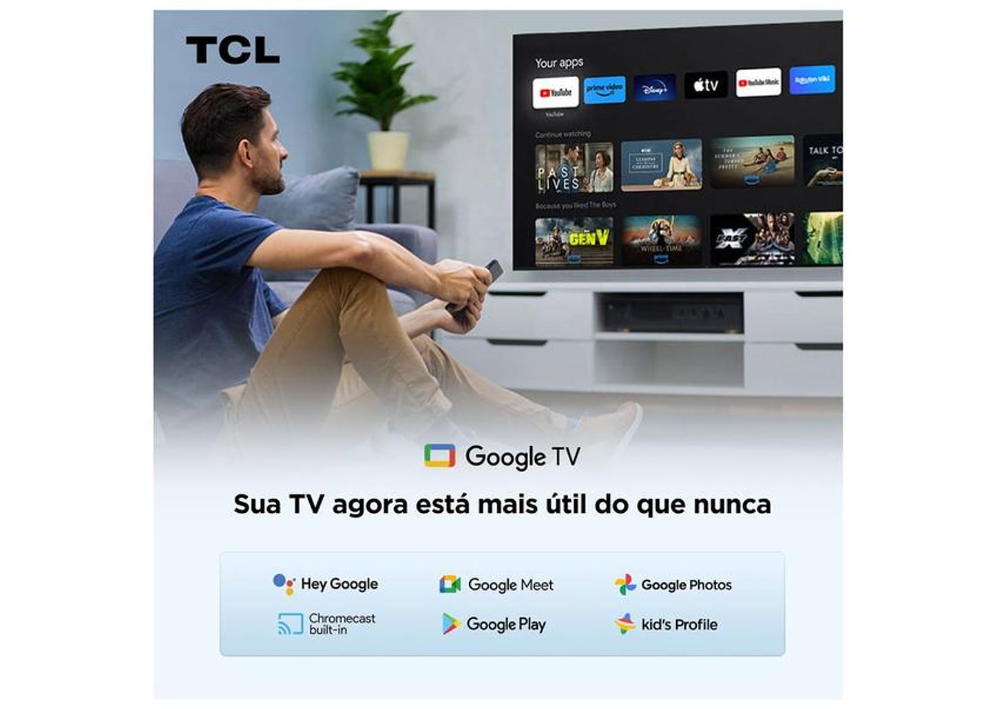 Smart TV 75" TCL 4K UHD LED HVA Google TV 75P6K 2025