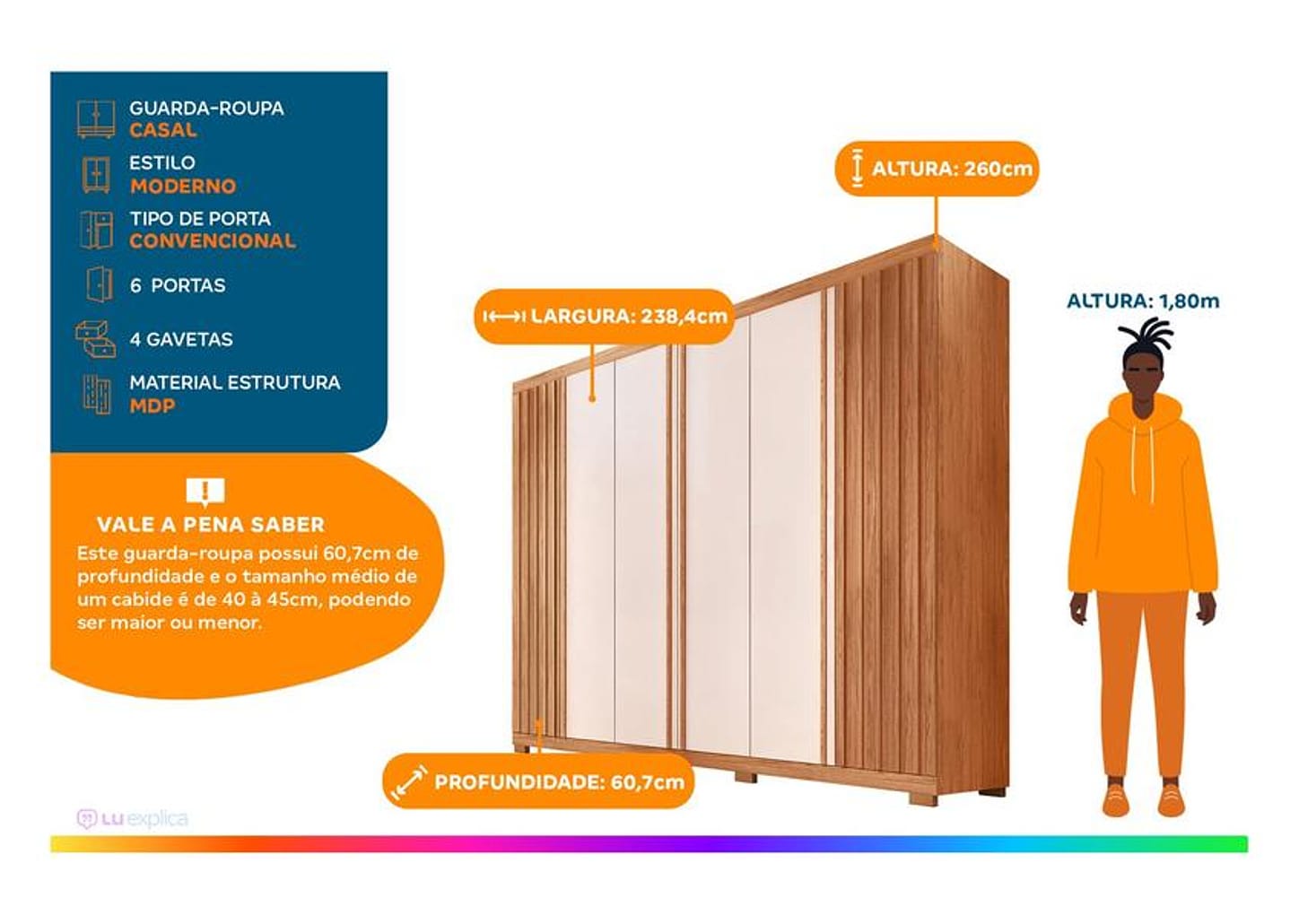 Guarda-roupa 4 Gavetas 6 Portas Caemmun Phoenix