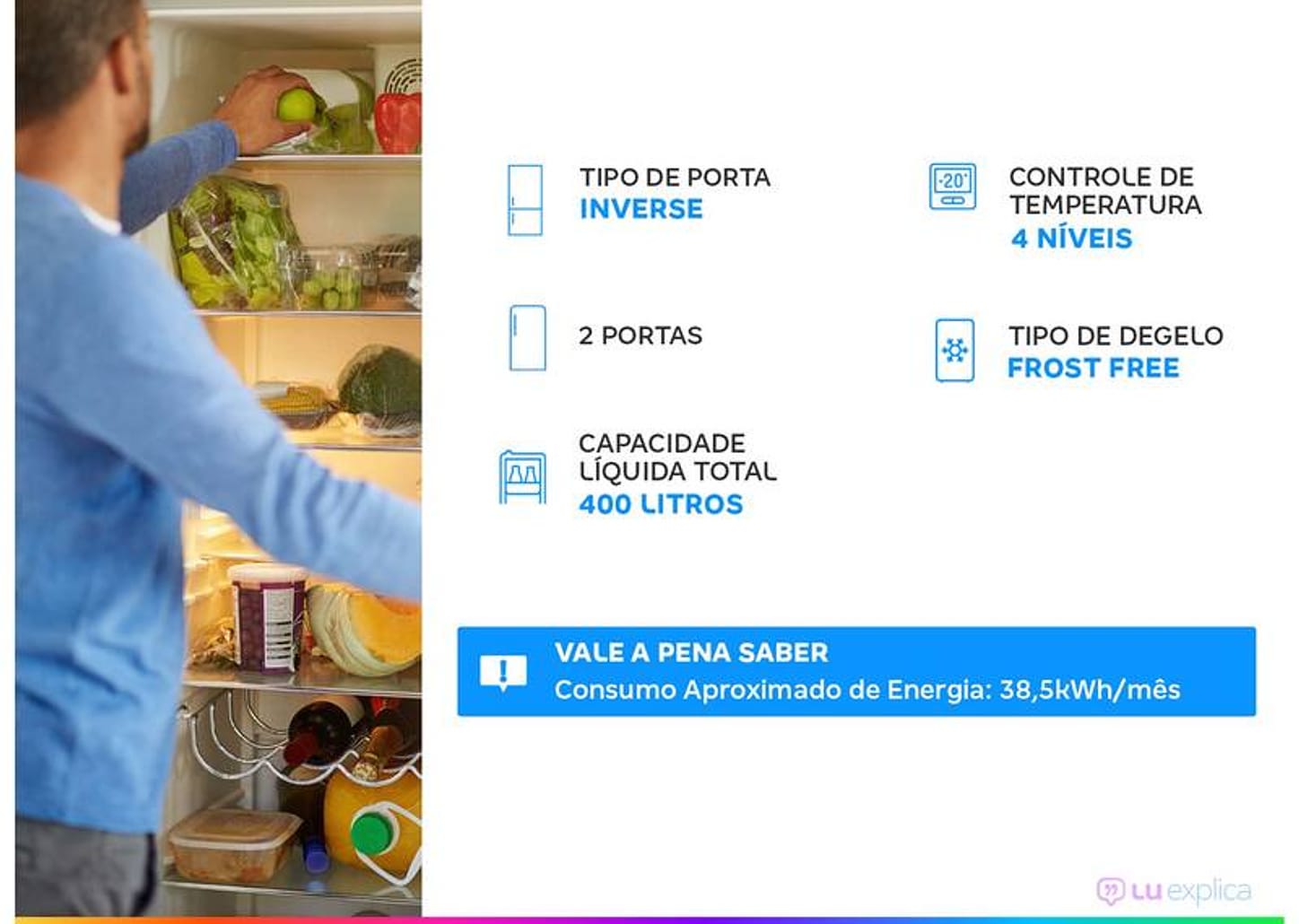 Geladeira/Refrigerador Electrolux Frost Free Inverse Branco 400L Efficient IB6 Bivolt