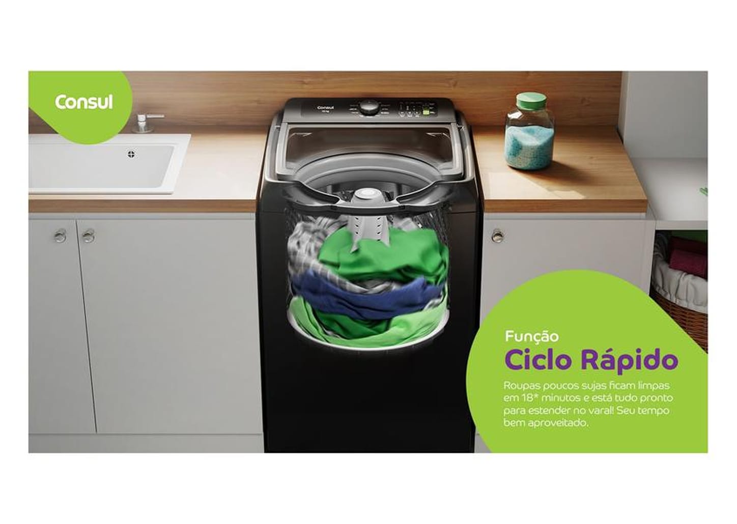 Lavadora de Roupas Consul 15kg 12 Programas de Lavagem Cinza Chumbo CWN15A9ANA