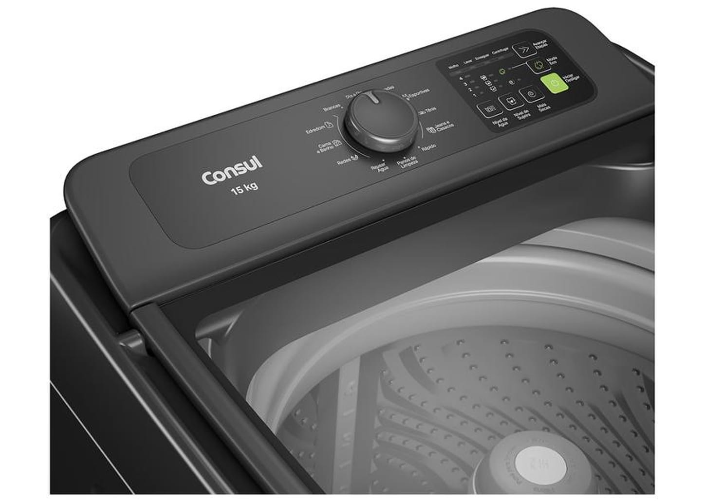 Lavadora de Roupas Consul 15kg 12 Programas de Lavagem Cinza Chumbo CWN15A9ANA