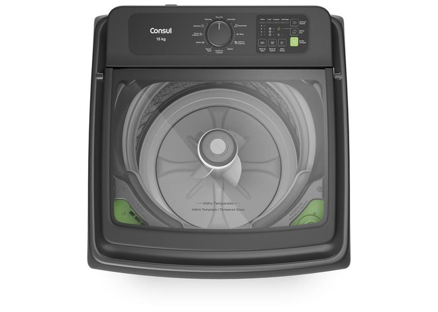 Lavadora de Roupas Consul 15kg 12 Programas de Lavagem Cinza Chumbo CWN15A9ANA